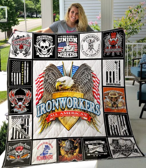 Buy Union Ironworkers Quilt Blanket & Quilt Bedding Set Great Customized Gifts For Birthday Christmas Thanksgiving Perfect Gifts For Ironworker