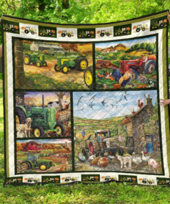 Buy Tractor With Animals On The Farm Quilt Blanket & Quilt Bedding Set Great Customized Blanket Gifts For Birthday Christmas Thanksgiving