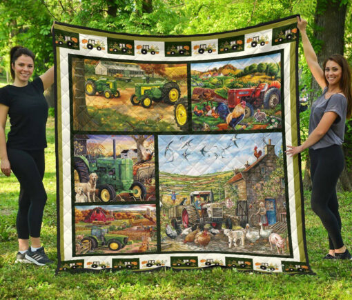 Buy Tractor With Animals On The Farm Quilt Blanket & Quilt Bedding Set Great Customized Blanket Gifts For Birthday Christmas Thanksgiving