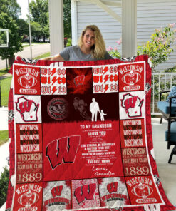 Buy Wisconsin Badgers  To My Grandson  Love Grandpa Quilt Blanket & Quilt Bedding Set