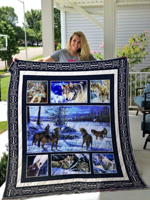 Buy Wolf In The Winter Quilt Blanket & Quilt Bedding Set Great Customized Blanket Gifts For Birthday Christmas Thanksgiving