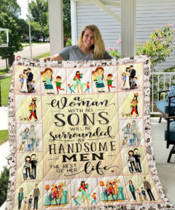 Buy Woman With All Sons Quilt Blanket & Quilt Bedding Set Great Customized Gifts For Birthday Christmas Thanksgiving Mother'S Day Perfect Gifts For Family