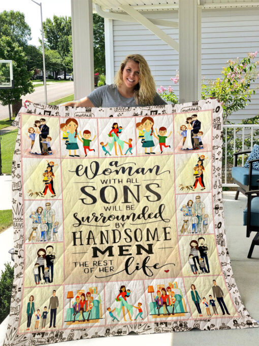 Buy Woman With All Sons Quilt Blanket & Quilt Bedding Set Great Customized Gifts For Birthday Christmas Thanksgiving Mother'S Day Perfect Gifts For Family