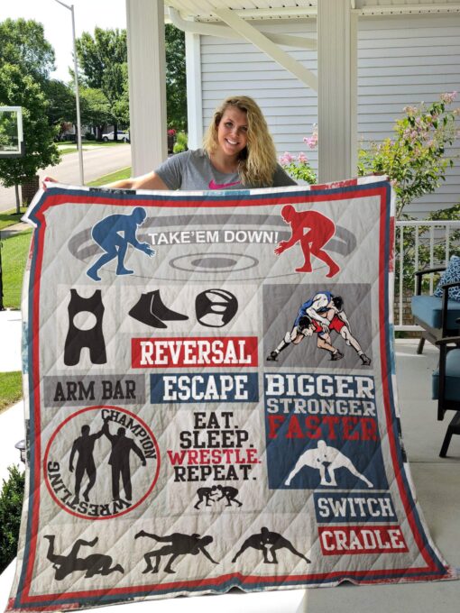 Buy Wrestling Bigger Stronger Faster Quilt Blanket & Quilt Bedding Set Great Customized Gifts For Birthday Christmas Thanksgiving Perfect Gifts For Wrestling Lover