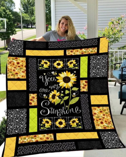 Buy You Are My Sunshine Bee Sunflower Pattern Quilt Blanket & Quilt Bedding Set Great Customized Gifts For Birthday Christmas Thanksgiving Perfect Gifts For Sunflower Lover