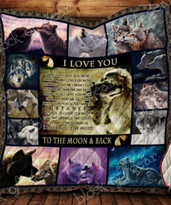 Buy Wolf Couple I Love You To The Moon And Back Quilt Blanket & Quilt Bedding Set Great Customized Gifts For Birthday Christmas Thanksgiving Perfect Gifts For Wolf Lover