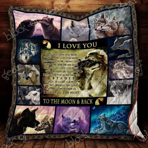 Buy Wolf Couple I Love You To The Moon And Back Quilt Blanket & Quilt Bedding Set Great Customized Gifts For Birthday Christmas Thanksgiving Perfect Gifts For Wolf Lover