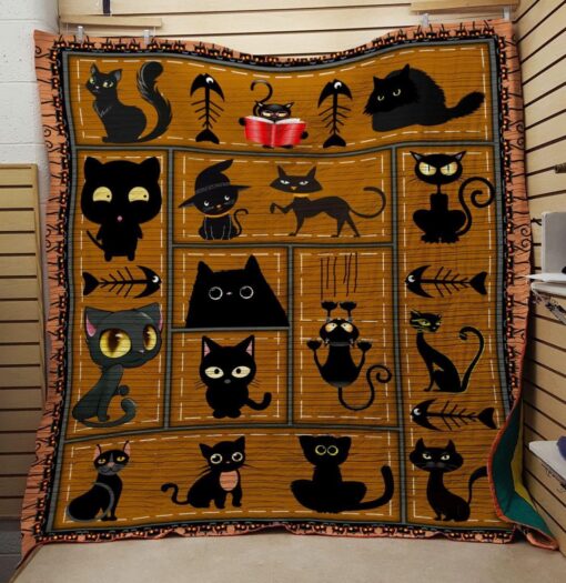 Buy Witch Black Cat Fish Bone Quilt Blanket & Quilt Bedding Set Great Customized Gifts For Birthday Christmas Thanksgiving Perfect Gifts For Cat Lover