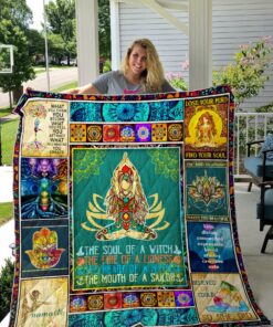 Buy Yoga Namaste The Soul Of A Witch The Heart Of A Hippie Quilt Blanket & Quilt Bedding Set Great Customized Blanket Gifts For Birthday Christmas Thanksgiving