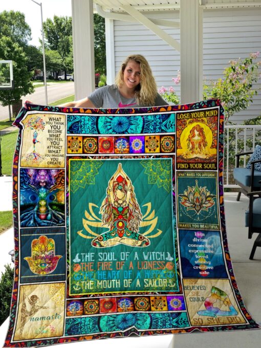 Buy Yoga Namaste The Soul Of A Witch The Heart Of A Hippie Quilt Blanket & Quilt Bedding Set Great Customized Blanket Gifts For Birthday Christmas Thanksgiving