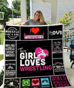 Buy Wrestling This Girl Loves Wrestling Quilt Blanket & Quilt Bedding Set Great Customized Gifts For Birthday Christmas Thanksgiving Perfect Gifts For Wrestling Lover