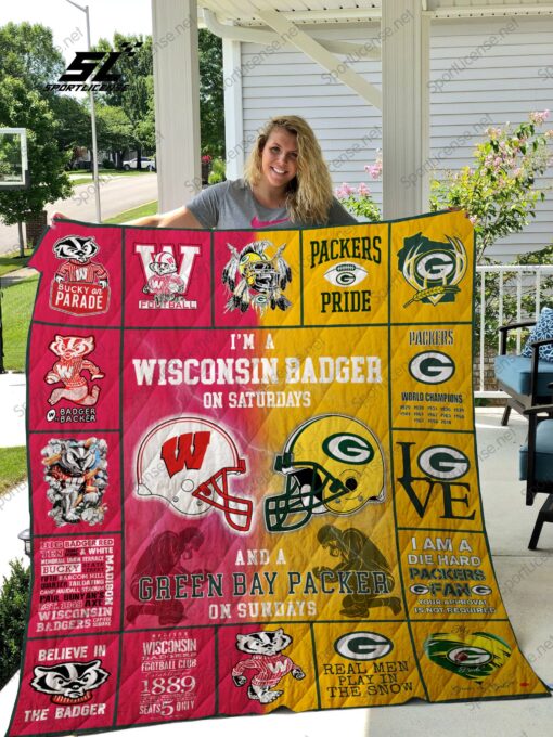 Buy Wissconsin Badger &Amp;Amp; Green Bay Packers Quilt Blanket & Quilt Bedding Set