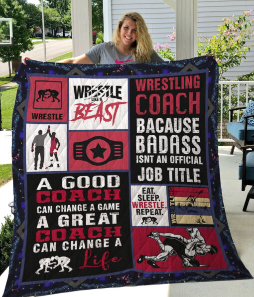 Buy Wrestling Coach Eat Sleep Wrestle And Repeat Quilt Blanket & Quilt Bedding Set Great Customized Blanket Gifts For Birthday Christmas Thanksgiving