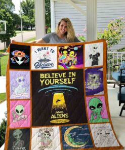 Buy Alien Believe In Youself And Aliens Quilt Blanket & Quilt Bedding Set Great Customized Gifts For Birthday Christmas Thanksgiving Perfect Gifts For Alien Lover