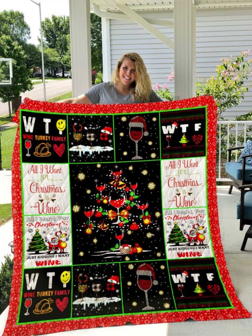 Buy All I Want For Christmas Is Wine Quilt Blanket & Quilt Bedding Set Great Customized Blanket Gifts For Birthday Christmas Thanksgiving