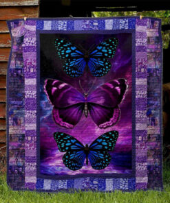 Buy Blue Monarch Butterfly Quilt Blanket & Quilt Bedding Set Great Customized Gifts For Birthday Christmas Thanksgiving Perfect Gifts For Butterfly Lover