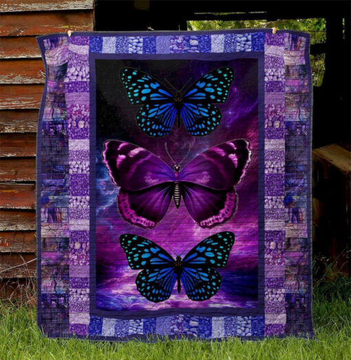 Buy Blue Monarch Butterfly Quilt Blanket & Quilt Bedding Set Great Customized Gifts For Birthday Christmas Thanksgiving Perfect Gifts For Butterfly Lover