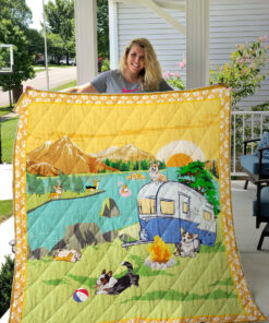 Buy Camping Welsh Corgi By The River Quilt Blanket & Quilt Bedding Set Great Customized Blanket Gifts For Birthday Christmas Thanksgiving