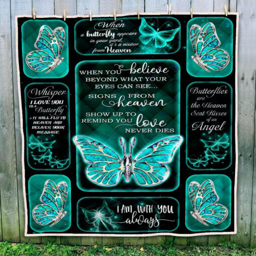 Buy Butterfly Silver Theme I Am With You Always Quilt Blanket & Quilt Bedding Set Great Customized Blanket Gifts For Birthday Christmas Thanksgiving