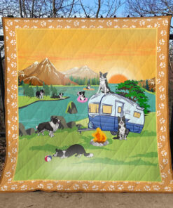 Buy Camping Border Collie By The River Quilt Blanket & Quilt Bedding Set Great Customized Blanket Gifts For Birthday Christmas Thanksgiving