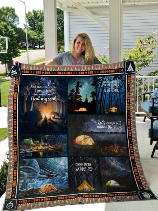 Buy Camping Let'S Camp Out Under The Stars Quilt Blanket & Quilt Bedding Set Great Customized Blanket Gifts For Birthday Christmas Thanksgiving