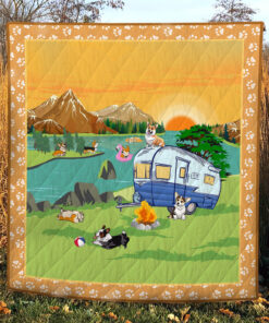 Buy Camping Corgi By The River Quilt Blanket & Quilt Bedding Set Great Customized Blanket Gifts For Birthday Christmas Thanksgiving