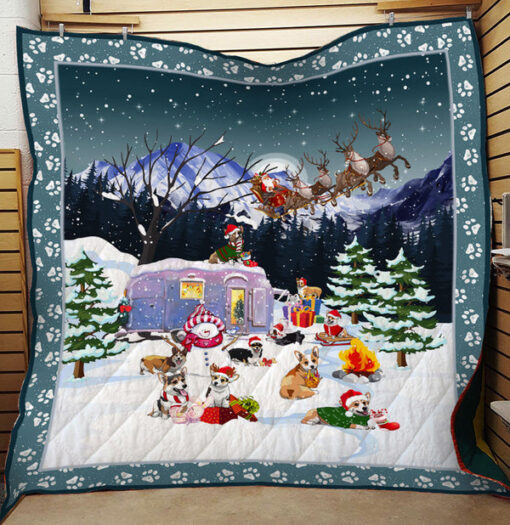 Buy Camping Christmas Corgi With Snowman Quilt Blanket & Quilt Bedding Set Great Customized Blanket Gifts For Birthday Christmas Thanksgiving