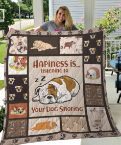 Buy Bulldog Happiness Is Listening To Your Dog Snoring Quilt Blanket & Quilt Bedding Set Great Customized Blanket Gifts For Birthday Christmas Thanksgiving