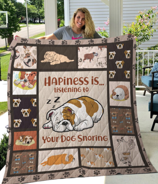 Buy Bulldog Happiness Is Listening To Your Dog Snoring Quilt Blanket & Quilt Bedding Set Great Customized Blanket Gifts For Birthday Christmas Thanksgiving