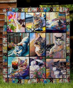 Buy Cat Paintings In Watercolor Quilt Blanket & Quilt Bedding Set Great Customized Gifts For Birthday Christmas Thanksgiving Perfect Gifts For Cat Lover