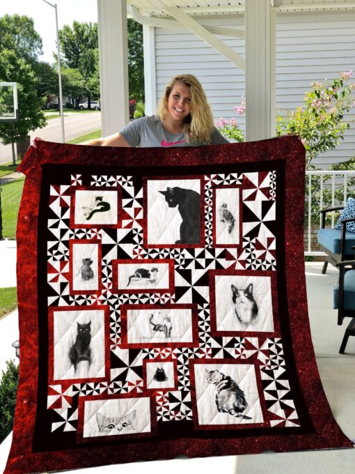 Buy Cat Red Sparkle Quilt Blanket & Quilt Bedding Set Great Customized Gifts For Birthday Christmas Thanksgiving Perfect Gifts For Cat Lover