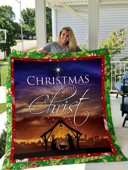 Buy Christmas Begins With Christ Quilt Blanket & Quilt Bedding Set Great Customized Gifts For Birthday Christmas Thanksgiving Perfect Gifts For Christmas Lover