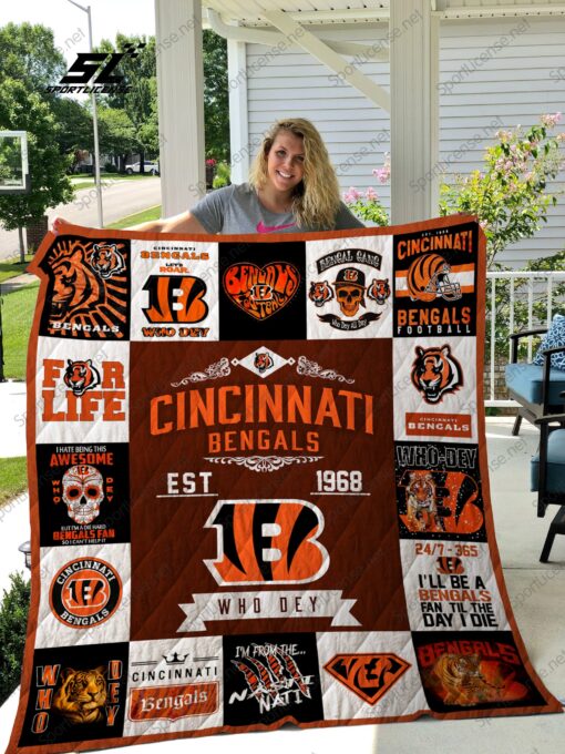 Buy Cincinnati Bengals Quilt Blanket & Quilt Bedding Set 01