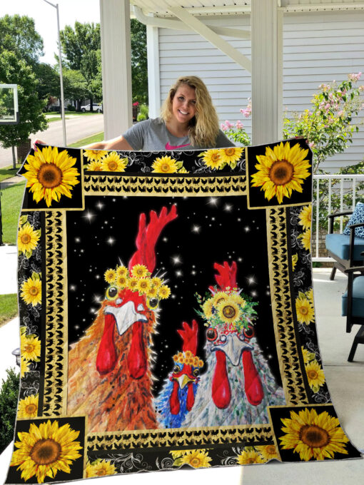 Buy Chicken With Sunflowers Quilt Blanket & Quilt Bedding Set Great Customized Blanket Gifts For Birthday Christmas Thanksgiving