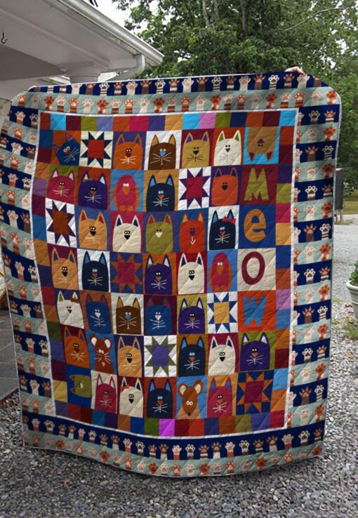 Buy Cat In Color Meow Quilt Blanket & Quilt Bedding Set Great Customized Gifts For Birthday Christmas Thanksgiving Perfect Gifts For Cat Lover