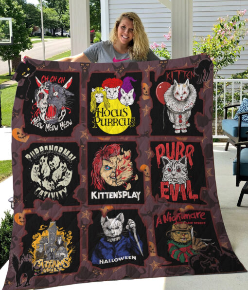 Buy Cat Horror Movies Characters Halloween Quilt Blanket & Quilt Bedding Set Great Customized Gifts For Birthday Christmas Thanksgiving Perfect Gifts For Cat Lover