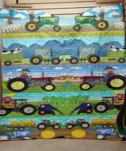 Buy Cartoon Tractor On The Farm Quilt Blanket & Quilt Bedding Set Great Customized Blanket Gifts For Birthday Christmas Thanksgiving