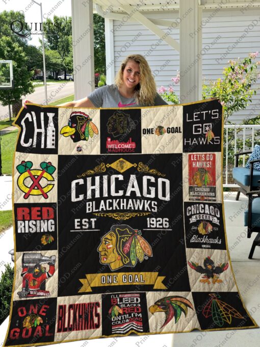 Buy Chicago Blackhawks Quilt Blanket & Quilt Bedding Set Ver 17