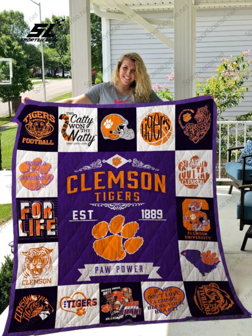 Buy Clemson Tigers Quilt Blanket & Quilt Bedding Set 01