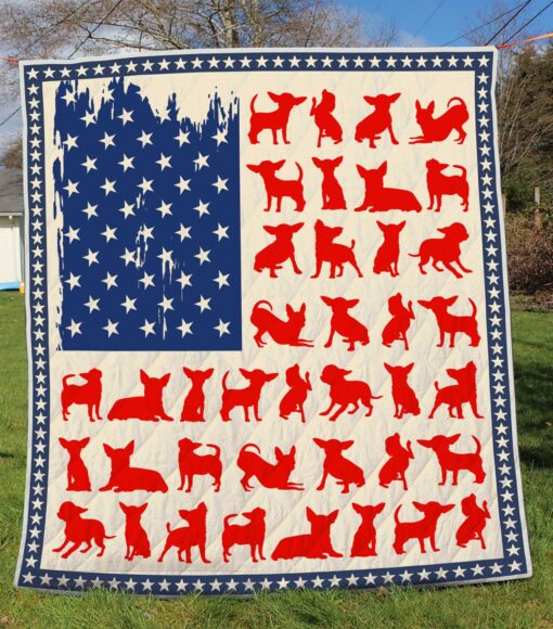 Buy Chihuahua Usa Flag Quilt Blanket & Quilt Bedding Set Great Customized Blanket Gifts For Birthday Christmas Thanksgiving