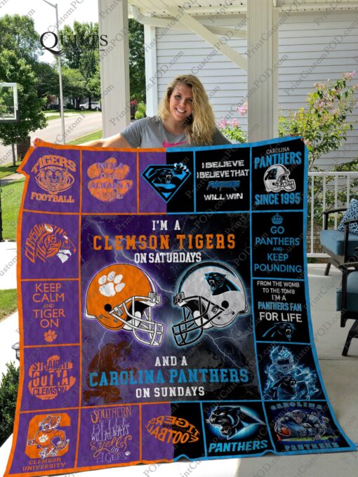 Buy Clemson Tigers &Amp;Amp; Carolina Panthers Quilt Blanket & Quilt Bedding Set