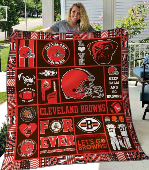 Buy Cleveland Browns Quilt Blanket & Quilt Bedding Set 02