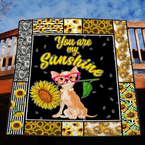 Buy Chihuahua Sunflower You Are My Sunshine Quilt Blanket & Quilt Bedding Set Great Customized Blanket Gifts For Birthday Christmas Thanksgiving