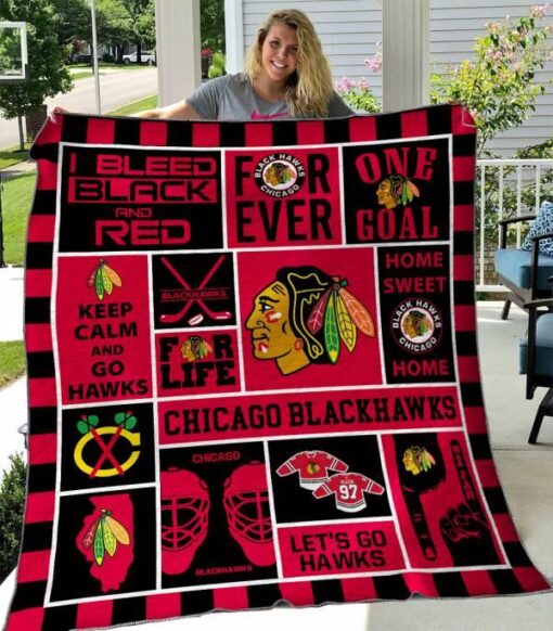 Buy Chicago Blackhawks Quilt Blanket & Quilt Bedding Set 01