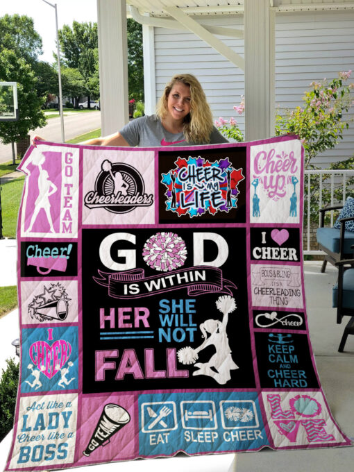 Buy Cheerleading God Is Within Her And She Will Not Fall Quilt Blanket & Quilt Bedding Set Great Customized Blanket Gifts For Birthday Christmas Thanksgiving