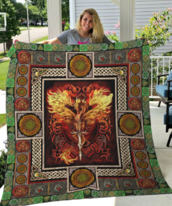 Buy Celtic Fire Dragon Quilt Blanket & Quilt Bedding Set Great Customized Gifts For Birthday Christmas Thanksgiving Perfect Gifts For Dragon Lover