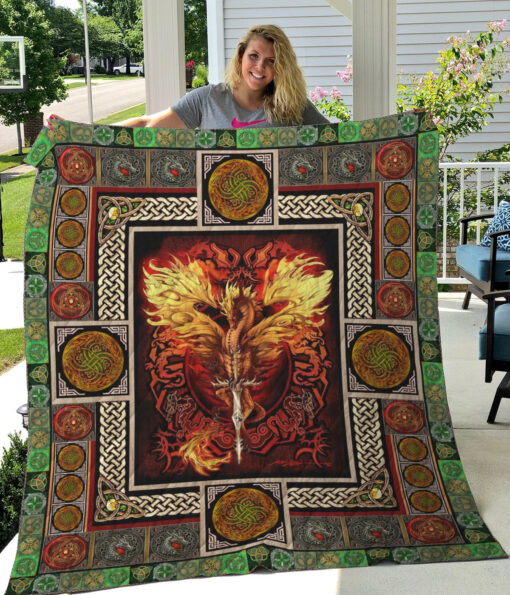 Buy Celtic Fire Dragon Quilt Blanket & Quilt Bedding Set Great Customized Gifts For Birthday Christmas Thanksgiving Perfect Gifts For Dragon Lover