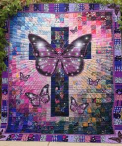 Buy Christian Butterfly Patchwork Quilt Blanket & Quilt Bedding Set Great Customized Blanket Gifts For Birthday Christmas Thanksgiving