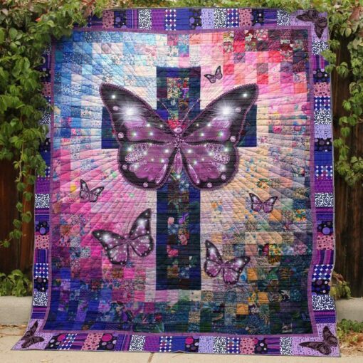 Buy Christian Butterfly Patchwork Quilt Blanket & Quilt Bedding Set Great Customized Blanket Gifts For Birthday Christmas Thanksgiving