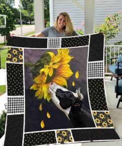 Buy Cows And Sunflowers Pattern Quilt Blanket & Quilt Bedding Set Great Customized Gifts For Birthday Christmas Thanksgiving Perfect Gifts For Sunflower Lover